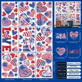 Set mit 9 doppelseitigen Unabhängigkeitstag-Fensteraufklebern mit USA- und Flaggendesigns - Unabhängigkeitstag Herz Design Stil (D11)