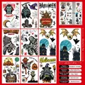 Halloween static window clings set with vampire, reaper, and mummy designs, pack of 9 sheets - W2328 (Scary Monsters Collection - 58 Pcs)