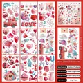 Detalle de pegatinas estáticas para San Valentín con rosas y corazones 20x30cm - Estilo de Camión de Corazón en Acuarela (QRJ23005)