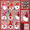 Lot de 9 autocollants de fenêtre Gnomes de la Saint-Valentin avec motifs cœurs doubles - Style Gnome Rose Ballon (JD2301)