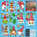 9 sheets of Christmas gnome and snowflake static window clings for glass surfaces - Christmas Gnome Style (SD23014) / 20x30cm x 9 Sheets (136 Pcs)