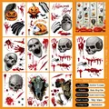 9-sheet Halloween window cling set with skeletons pumpkins and scary bloody handprints - W2329 (Black & Orange Classic Horror - 52 Pcs)