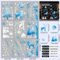 Detail view of 9-sheet Christmas window stickers with dimensions and blue reindeer motifs - 20x30cm x 9 Sheets / Blue White Winter Wonderland (SD029)