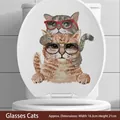 Grappige cartoon katten met zonnebril waterdichte toiletsticker, maat 16.3cm x 21cm - Bril Gestapelde Katten Stijl (MT23040)
