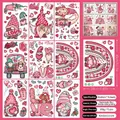 Lot de 9 autocollants de Saint-Valentin avec gnomes et cœurs pour décoration de vitres - Style Cœur Arc-en-Ciel Gnome (QRJ23008)