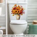 Waterdichte toiletsticker met warm bloemenvaasontwerp voor badkamerdecoratie en interieur - Veelkleurige Bloemenvaas (CH33025) / 30x30cm
