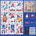 9 feuilles de stickers électrostatiques du 4 juillet avec gnomes et feux d'artifice - Jour de l'Indépendance Gnome Rouge et Bleu (D04)