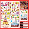 Detalle de 4 pegatinas estáticas para ventanas con tartas y globos para fiestas infantiles - Pastel de cumpleaños (SR23001)