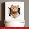 3D realistic orange tabby cat waterproof vinyl sticker for bathroom decor, style A - 3D Orange Cat Peeking Paw Style (CH33274)
