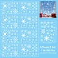 8-sheet Christmas snowflake window clings set featuring 480 pieces of white static stickers - White Christmas Snowflakes (SD23104) / Set of 8 Sheets