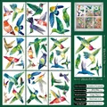 Detailed view of 9-sheet set with 38 colorful hummingbird anti-collision window stickers - 9pcs/Set / Colorful (CJ23002)