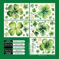 Saint Patrick's Day shamrock window clings set with double-sided watercolor design - Green Clover Gold Coins Style (SP23009)