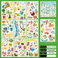 Summer beach static window decals set with 9 sheets of cartoon palm and sun motifs - Summer Travel 9 Sheets Set (XJ23003)