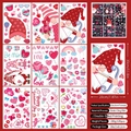 9-sheet set of Valentine's static window clings featuring cartoon gnomes and hearts - Valentine Gnomes (QRJ23002)