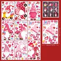 Set of 9 Valentine gnome static window clings with hearts and flowers for decoration - Love Slogan Gnomes (QRJ23003)