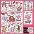 Cartoon animal static window clings for Valentine decor, 9-sheet set with 74 pieces - Cartoon Animal Series (QRJ23007)
