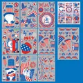 Detail view of double-sided Fourth of July window clings with flags and gnome motifs - Independence Day Gnome Flags Style (DLR23005)