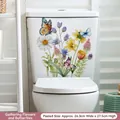 Adesivo murale con fiori e farfalle, decorazione autoadesiva per interni, 26,3x27,5 cm - Farfalla Che Raccoglie Fiori Margherita (CH33015)