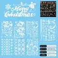 6-sheet set of white Christmas static window clings with snowflakes and deer motifs - Style D Christmas Bell Bridge (Set of 6 Sheets)