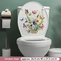 Self-adhesive floral butterfly toilet seat sticker with colorful watercolor pattern - Colorful Butterfly Watercolor Flowers (CH33016) / 30x30cm