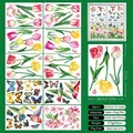 Beidseitige Fensterbilder mit Kolibris und Tulpen, 10 Bögen mit 63 statischen Aufklebern - Set mit 10 Blättern / Tulpe Kolibri Stil (C12)