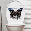 Floral butterfly wall sticker with 'Be your own kind of Beautiful' text 28.2x23.2cm - Butterfly Silhouette Flower Wings (CH33020) / 30x30cm