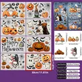Σετ 102 στατικά αυτοκόλλητα Halloween με σχέδια κολοκύθας και φαντασμάτων για τζάμια - Μαγικό Μωβ Σετ Halloween (W17) / 20*30cmx9 Φύλλα