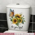 Floral butterfly wall sticker with blue butterfly and sunflower pattern on a white surface - Butterfly Sunflower Blue Butterfly (CH33021) / 30x30cm