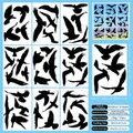 Set of 9 black hummingbird anti-collision window stickers with 37 silhouettes on static film - 9pcs/Set / Black (CJ23005)