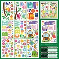 Set of 9 back-to-school window clings with 139 cartoon school bus and stationery motifs - Back to School Cartoon Stationery Theme Set (KXJ23002) / 20x30cm/9 Sheets
