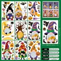 Set of 9 double-sided Halloween window clings featuring gnomes, pumpkins and bats - Style H (Set of 9 Sheets)