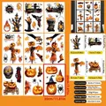 Halloween static window stickers set with pumpkin, ghost, and mummy 44pcs decoration - Pumpkin Monster And Haunted House Style (W4)