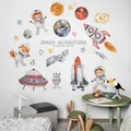 Muurstickers ruimteavontuur met aquarel astronauten en planeten 100x81cm - Ruimteplan (CH39102AB)