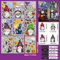 9-sheet set of Halloween static window stickers with gnomes pumpkins and ghosts - Cartoon Gnome And Pumpkin Style (W8)