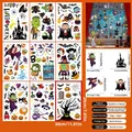9-sheet set of Halloween static window stickers with pumpkin and ghost designs - Cartoon Vampire And Castle Style (W9)