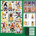 Halloween gnome window clings set with pumpkin and bat motifs for glass decor - Gnome And Wizard Hat Style (W11)