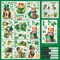 9-piece St. Patrick's Day pet window stickers with lucky clover and green hats - St. Patrick's Static Cling S03 (Cute Pet Series)