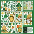 Detalle de las pegatinas estáticas de San Patricio con gnomos y tréboles de la suerte - Estilo de Gnomo y Bandera Festivo (S08) / 9 piezas/Juego