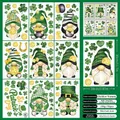 9 sheets of St. Patrick's Day gnome window stickers with clover and shamrock designs - St. Patrick's Static Cling S07 (Festival Celebration Gnomes)