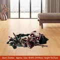 3D Halloween floor sticker featuring a creepy zombie emerging from a broken floor hole - 3D Horror Zombie Style (CH39175AB) / 30x90cm x 2 Sheets
