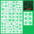 Luminous snowflake window stickers 9-sheet set with 93 pieces for glowing Christmas decor - 9pcs/Set / Fluorescent Green Snowflake Set
