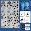 Halloween window clings set featuring 155 black spiders and webs on 9 static stickers - Black Spider And Web Style (W15)