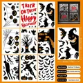 Halloween static window clings set of 9 sheets with pumpkin and bat patterns - Style E (Set of 9 Sheets)