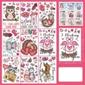 Lot de 9 stickers de Saint-Valentin électrostatiques avec animaux mignons et cœurs - Style d'Animaux de Dessin Animé Jeux de Mots Romantiques (QRJ23007)