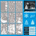 9-sheet set of Christmas window static stickers with 202 snowflake and reindeer decals - Starry Snowflake Combo Style (S16)