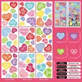 Detail of 9-sheet Valentine's Day static window stickers with colorful heart designs - Colorful Hearts and Romantic Words Style (A03)