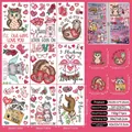 Detail of 9-sheet Valentine window clings with double-sided animals and 71 static decals - Cartoon Animal Puns Style (Q07) / Multi-pattern Pack