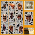 Halloween static window cling set with 9 sheets of pumpkins, bats, and ghost stickers - Style P (Set of 9 Sheets)