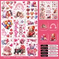 Detail of 9-sheet Valentine's Day window stickers with hearts and gnomes, 71 pieces - Mixed Holiday Style (Q06)