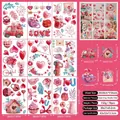 Set of 9 double-sided Valentine's Day window clings with gnome and heart designs - Romantic Watercolor Style (Q05)